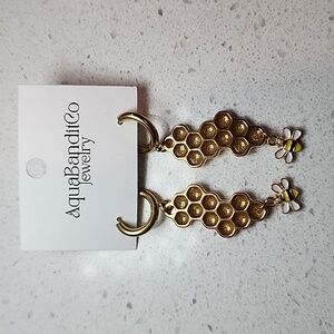 Honeycomb bee earrings